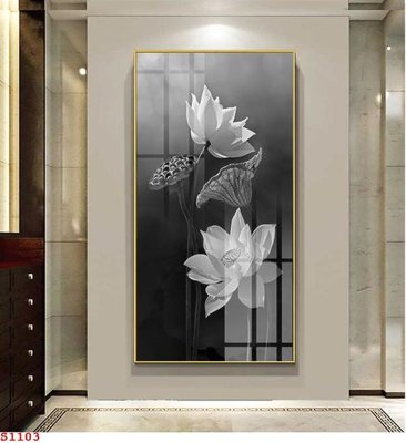 File ảnh Tranh cửu ngư quần hội sen cá S1103 (gốc) cho trang trí nội thất