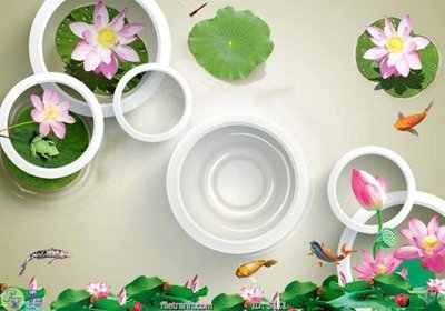 Tải về file tranh gốc Tranh cửu ngư quần hội sen cá S111 (để in quảng cáo)