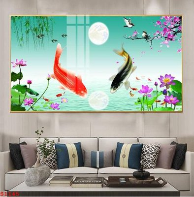 File tranh Tranh cửu ngư quần hội sen cá S1145 (gốc) chủ đề con người
