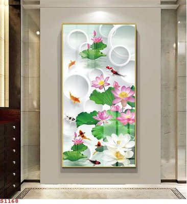 Tải file Tranh cửu ngư quần hội sen cá S1168 (gốc) làm tranh trang trí