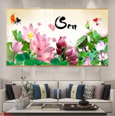 File gốc Tranh cửu ngư quần hội sen cá S1169 (dành cho trang trí nội thất)