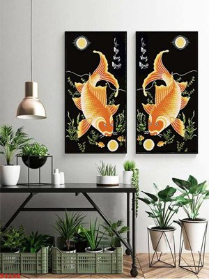 File ảnh Tranh cửu ngư quần hội sen cá S1226 (gốc) in biển hiệu