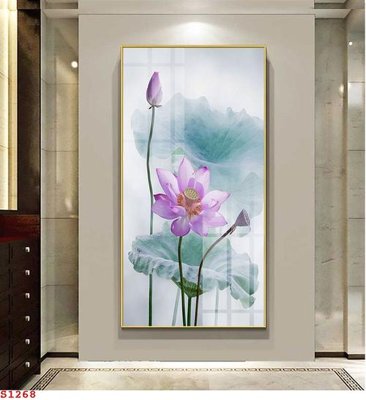 File gốc Tranh cửu ngư quần hội sen cá S1268 (in lụa) trang trí tường