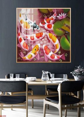 Download file tranh Tranh cửu ngư quần hội sen cá S1290 (file gốc PSD)