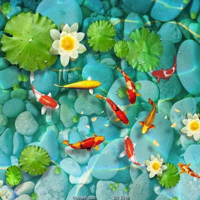 Download file tranh PSD Tranh cửu ngư quần hội sen cá S149 để chỉnh sửa