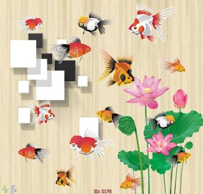 File gốc Tranh cửu ngư quần hội sen cá S178 (PNG) trong suốt (transparent)