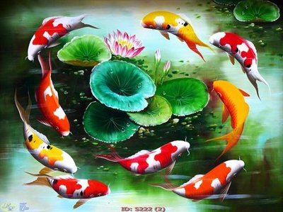 Tải file Tranh cửu ngư quần hội sen cá S222 (gốc) làm tranh treo tường