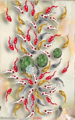 Tải file Tranh cửu ngư quần hội sen cá S242 (ảnh gốc) in tráng gương