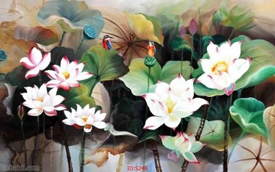 File tranh Tranh cửu ngư quần hội sen cá S248 (bản gốc) treo phòng ăn