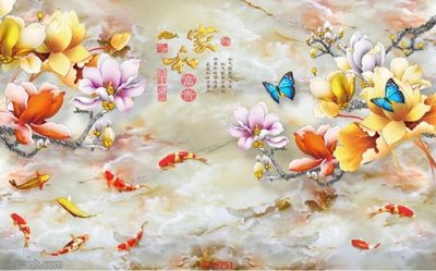 Tệp tin gốc Tranh cửu ngư quần hội sen cá S251 (dùng cho in ấn) chuyên nghiệp