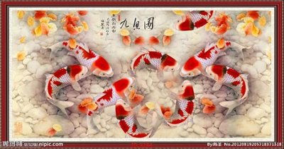 Tải file gốc Tranh cửu ngư quần hội sen cá S294 (in bạt) quảng cáo