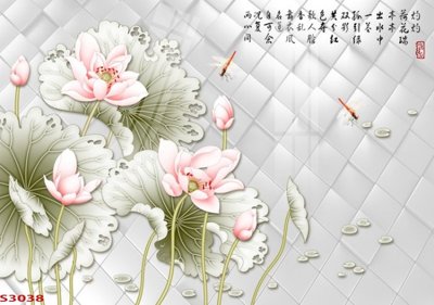 Download file ảnh gốc Tranh hoa sen cá cửu ngư quần hội S3038 để in ấn