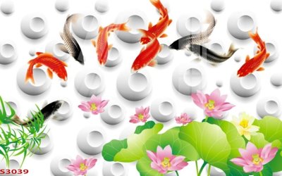 Tệp tin gốc Tranh hoa sen cá cửu ngư quần hội S3039 (dùng cho in ấn) chuyên nghiệp