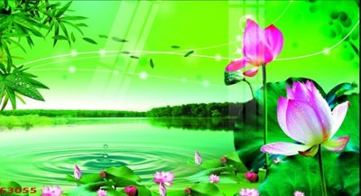 File PSD Tranh hoa sen cá cửu ngư quần hội S3055 (gốc) tách lớp chi tiết