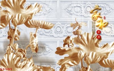 Tải file Tranh hoa sen cá cửu ngư quần hội S3101 (gốc) làm file in ấn