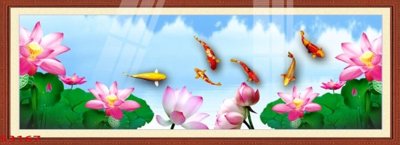 Tải file tranh Tranh hoa sen cá cửu ngư quần hội S3167 (gốc) tại Filetranh.com