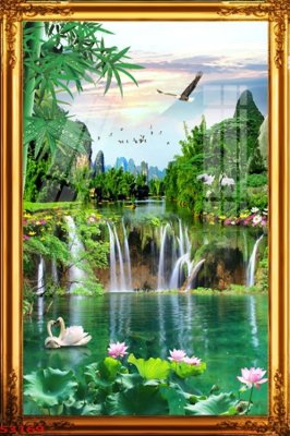 File gốc Tranh hoa sen cá cửu ngư quần hội S3169 (PNG) chất lượng cao