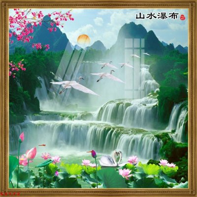 File tranh Tranh hoa sen cá cửu ngư quần hội S3172 (bản gốc) in lụa 5D