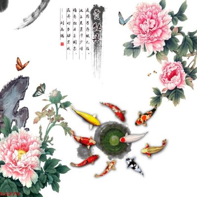 File gốc Tranh hoa sen cá cửu ngư quần hội S3275 (chuẩn màu) cho in offset