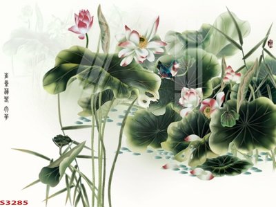 File gốc Tranh hoa sen cá cửu ngư quần hội S3285 (bản quyền) cho in ấn