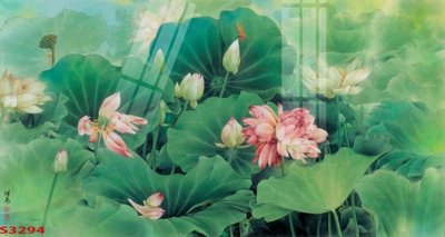 Ảnh gốc Tranh hoa sen cá cửu ngư quần hội S3294 (siêu chi tiết) để in ấn