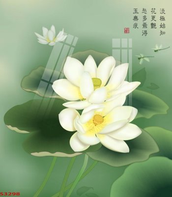 File tranh Tranh hoa sen cá cửu ngư quần hội S3298 (bản gốc) treo tường
