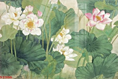 File tranh Tranh hoa sen cá cửu ngư quần hội S3306 (bản gốc) trang trí văn phòng