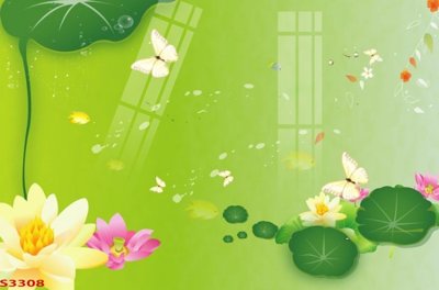 Tải file PSD Tranh hoa sen cá cửu ngư quần hội S3308 (nguyên layer) để in