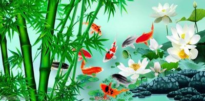 File gốc Tranh cửu ngư quần hội sen cá S336 (thiết kế) độc quyền