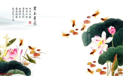 Ảnh gốc Tranh hoa sen cá cửu ngư quần hội S3375 (nét căng) in mica