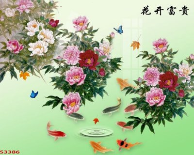 File tranh in trần Tranh hoa sen cá cửu ngư quần hội S3386 (ảnh gốc siêu nét)