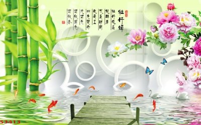 Download file Tranh hoa sen cá cửu ngư quần hội S3413 (gốc) in mica bàn thờ