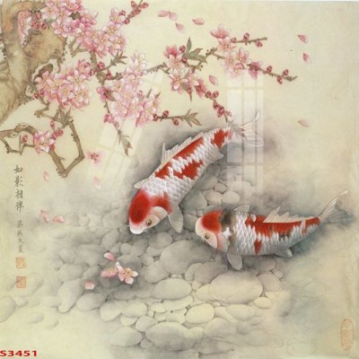 File gốc Tranh hoa sen cá cửu ngư quần hội S3451 (ảnh chi tiết) để in ấn