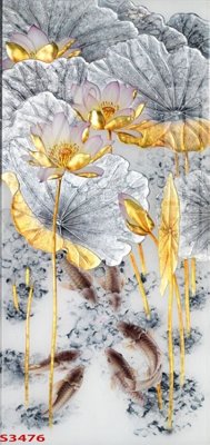 File tranh in tráng gương Tranh hoa sen cá cửu ngư quần hội S3476 (siêu nét)