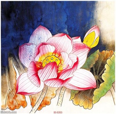 File tranh Tranh cửu ngư quần hội sen cá S353 (gốc) chủ đề thiên nhiên