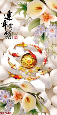 File gốc Tranh hoa sen cá cửu ngư quần hội S3548 (in ấn) không giới hạn