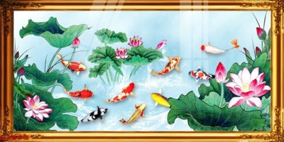 Mua file gốc Tranh hoa sen cá cửu ngư quần hội S3592 (in ấn) tại Filetranh.com