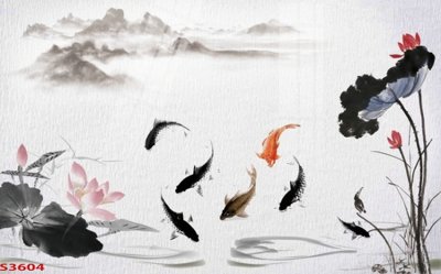 Tải xuống file tranh gốc Tranh hoa sen cá cửu ngư quần hội S3604 (PSD/TIFF)