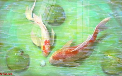 File tranh gốc Tranh hoa sen cá cửu ngư quần hội S3635 (bản đẹp) độc quyền