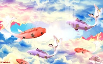 File gốc Tranh hoa sen cá cửu ngư quần hội S3644 (PNG) không nền chất lượng