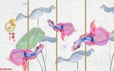 Tải file Tranh hoa sen cá cửu ngư quần hội S3659 (gốc) in trên mọi chất liệu