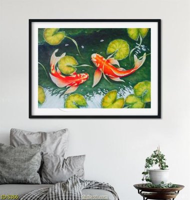 File gốc Tranh cửu ngư quần hội sen cá S366 (phiên bản chuẩn) để in ấn