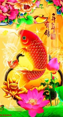 File gốc Tranh hoa sen cá cửu ngư quần hội S3666 (phong cách) tối giản