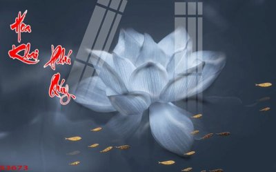 Download file Tranh hoa sen cá cửu ngư quần hội S3673 (gốc) in mica bàn thờ