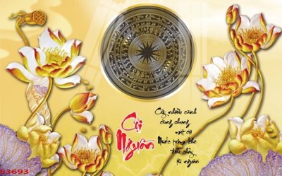 File tranh trang trí Tranh hoa sen cá cửu ngư quần hội S3693 (tải file gốc)