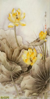 File gốc Tranh cửu ngư quần hội sen cá S375 (in 3D) nghệ thuật