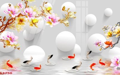 File gốc Tranh hoa sen cá cửu ngư quần hội S3750 (vector) cho in ấn