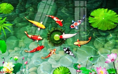 File gốc Tranh hoa sen cá cửu ngư quần hội S3767 (cho in ấn) từ Filetranh.com