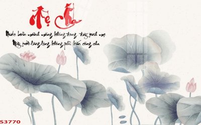 File in mica Tranh hoa sen cá cửu ngư quần hội S3770 (ảnh gốc) đẹp