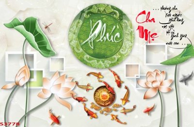 File tranh Tranh hoa sen cá cửu ngư quần hội S3778 (gốc) chủ đề trẻ em